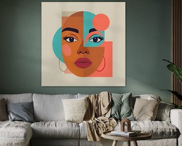 Modern abstract face with colour fields