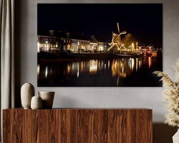 Harderwijk Hafen bei Nacht von Gerard de Zwaan