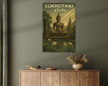 Sukhothai Lotus Reflections - Ancienne sérénité thaïlandaise Art Print