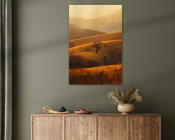 Autumn hills in the evening glow