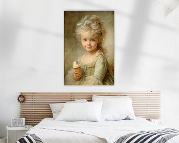 Baroque Portrait with Ice Cream - Old Masters with a wink by Peter Pen Drawings and Paintings