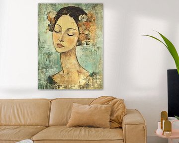 Subdued woman with flowers by Art Whims