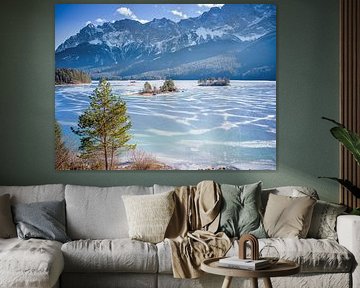Eibsee and Wetterstein mountains in winter