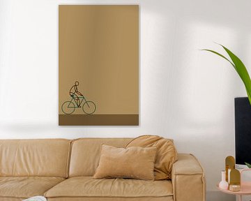 Abstract Illustration of a man on a bicycle on a beige background