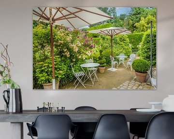 Cafe in the Jardins de la Ballue, Bazouges-la-Pérouse, Brittany