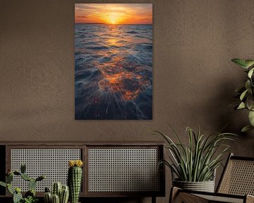 Glowing sunset over the sea