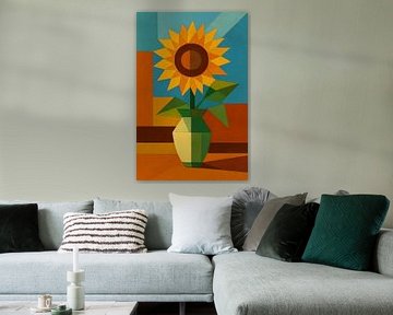 Sonnenblume in Vase Gemälde. von Galerie Hoppenbrouwers