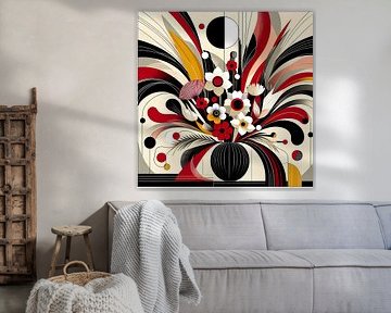 Vase avec fleurs art déco