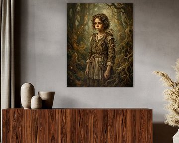 Enchanted Woodland Girl – Grim Fairytale Oil Painting Style by Chaerul Anam