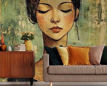 Frau Porträt | Frau Gold von Kunst Laune