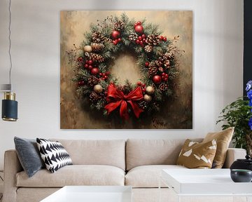 Christmas wreath with pine cones