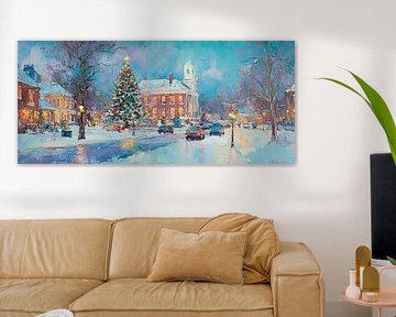 Christmas Scene | Snowy Evening with Christmas Tree by Wonderful Art