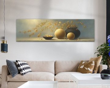 Blumenvase | treibende Blüten und Kugeln