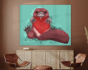 L'ornithorynque tenant un cœur