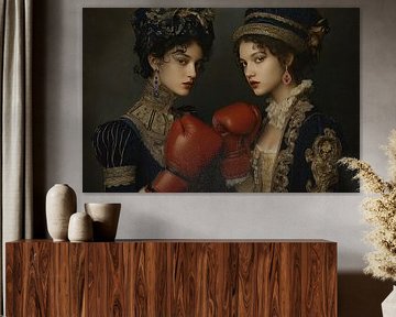Baroque Ladies with Boxing Gloves - old masters style by Peter Pen Drawings and Paintings