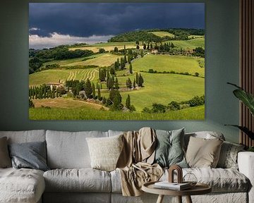 Zig zag road in Tuscany, Italy