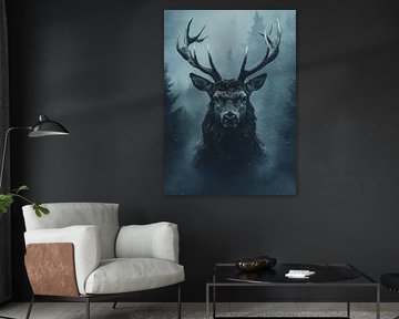 Cerf majestueux dans une forêt en hiver sur mlaelaty 23