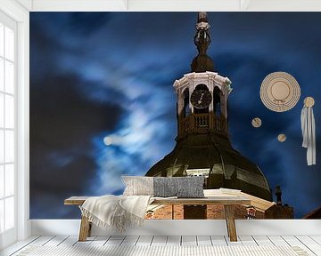 Moon above Dordrecht by Anton de Zeeuw