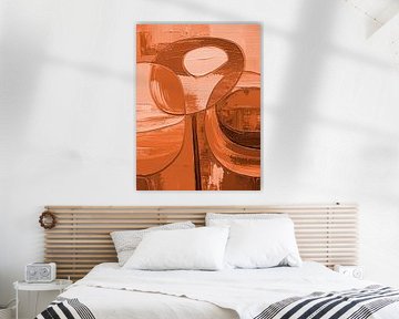 Modern abstract painting with textures in Tangerine Twist