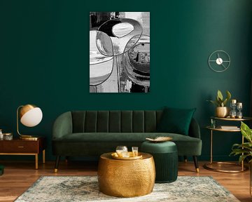 Modern abstract: Industrial painting in black and white