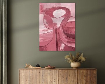 Modern abstract painting: Structures in Coral Pink