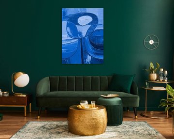 Modern abstract painting in Vibrant Blue tones