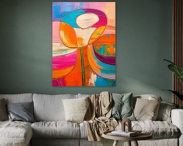 Modern abstract painting in vibrant (neon) colours