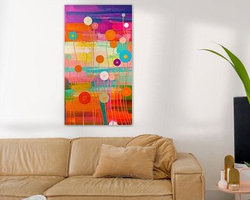 Modern and abstract. Colourful and cheerful flower field