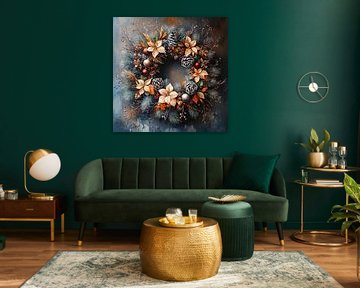 Christmas wreath | Wreath with pine cones and berries by Abstract Painting