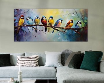 Impressionistic Birds | Bird Row by Eye catching paintings