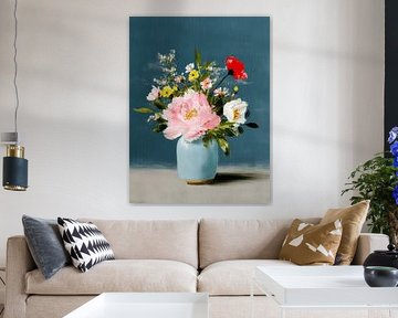 Vase mit Feldblumenstrauß