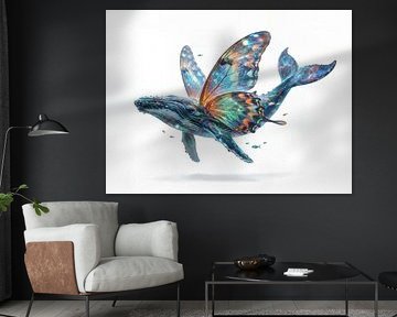 Walvis met vlindervleugels Digitale Illustratie van Markus Gann