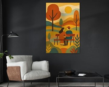 Romantic illustration of a Boho-style park