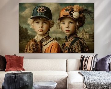 Noble Children with Baseball - Old Masters with a Twist by Peter Pen Drawings and Paintings