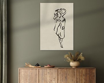 Minimalistische Strichzeichnung Kunst - Geste Frau Modell