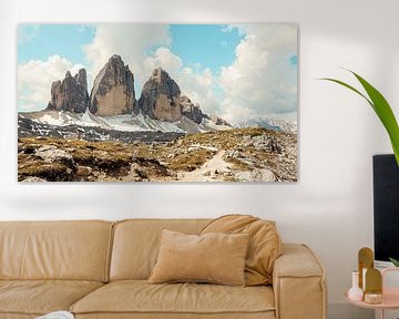 Majestic Three Peaks in South Tyrol - iconic mountain massif of the Dolomites, spectacular in light, shape and alpine landscape by Miriam Schwarzfischer Fotografie