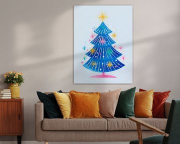 Sprankelende blauwe kerstboom vol sterren