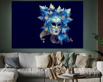 Venetiaans masker op donkerblauwe achtergrond