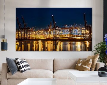 Nocturnal symphony - Containerhafen Hamburg by Sabine Wagner