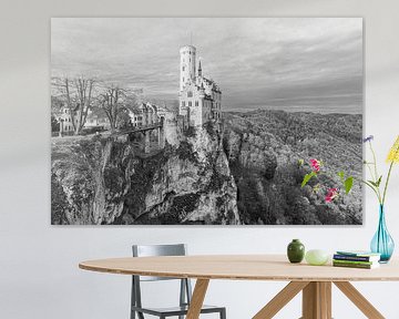 Lichtenstein Castle in Baden-Württemberg in southern Germany in Black and White by Marga Vroom