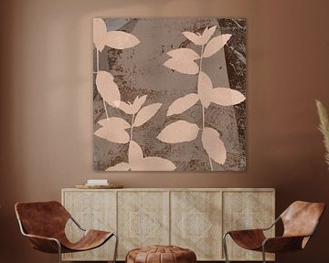 Plants and textures. Wabi-sabi botanical abstract. Leaves in brown colors by Dina Dankers