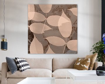Beige leaves. Wabi-sabi botanical abstract. Leaves in brown colors by Dina Dankers