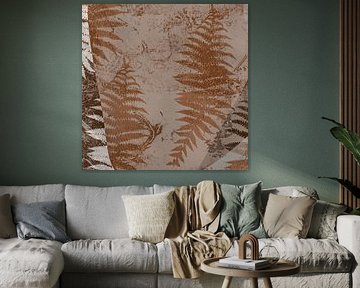 Rusty ferns. Wabi-sabi botanical abstract. Leaves in brown colors by Dina Dankers