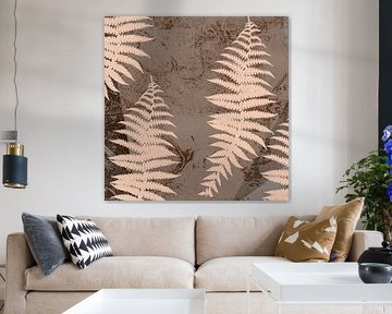 Ferns. Wabi-sabi botanical abstract. Leaves in brown colors by Dina Dankers