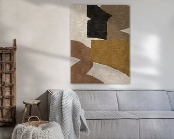 Brown, black, beige. Minimalist abstract in retro style