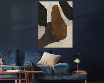 Brown, black, grey, beige. Minimalist abstract in retro style