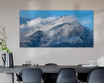 Between veils of mist and summit light