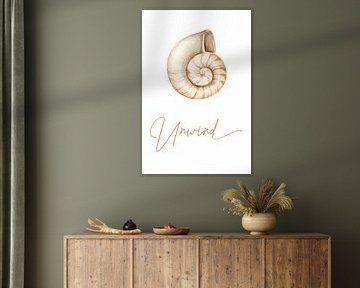 Unwind - Neutrale Aquarellmuschel | Minimalistische beruhigende Wanddekoration