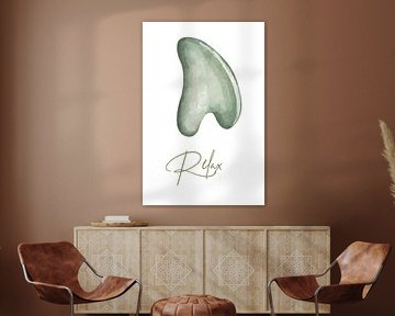 Relax - Grüner Aquarellstein | Beruhigende minimalistische Wanddekoration