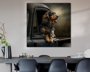 The Rough-Haired Dachshund and His Rusty Throne | King of the Old Pick-up by Karina Brouwer